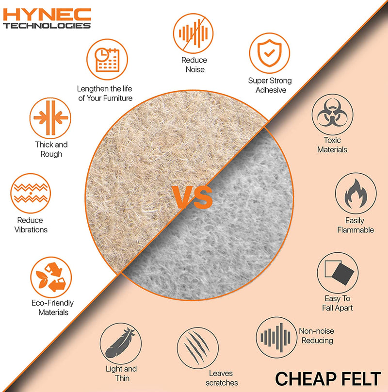 Hynec Furniture Felt Pads Set - Various Home Size Stick On Premium Floor Protection (Xl