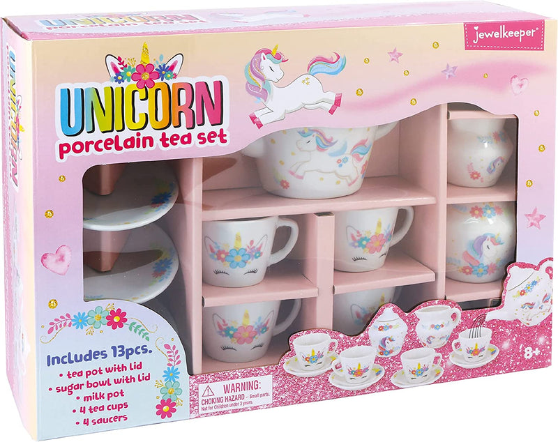 Jewelkeeper Unicorn Porcelain Tea Party Set For Little Girls, 13