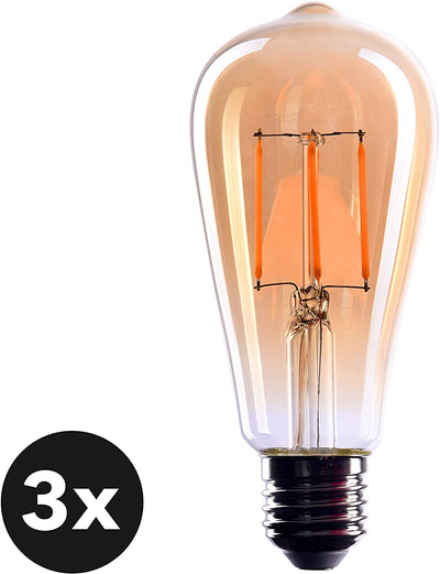 Crown Led 6X Edison Light Bulb E27 Socket | Dimmable, 4 W, 2200 K Warm White, 230 V, El01