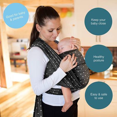 Makimaja - 100% Cotton Baby Wrap Carrier - Dark Grey - Baby Carrier For Newborns