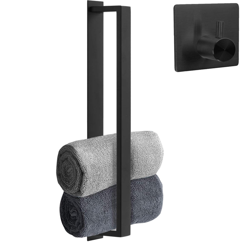 Self Adhesive Guest Hand Towel Holder/Towel Rail  Black Powder Coated Stainless