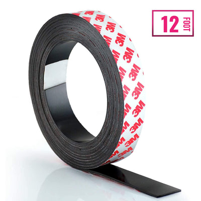 Self Adhesive Magnet Strip Cuttable Roll 1" X 12 ' Sticky Back Magnetic Strip