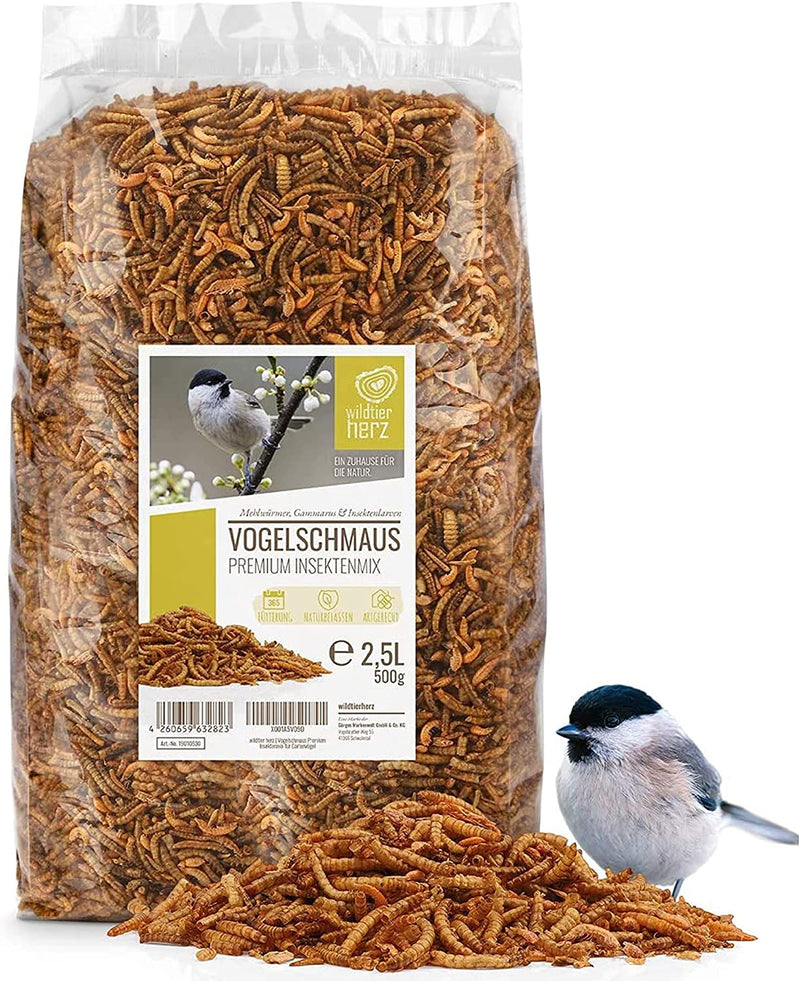 Bird Feast - Premium Insect Mix 2.5 Liters I Dried Mealworms, Insect Larvae And Gamarus