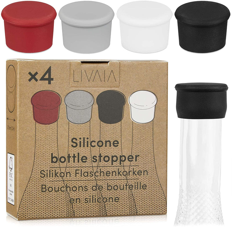 Silicone Bottle Stopper: 4 Silicone Wine Bottle Stoppers For Champagne Bottle, Beer