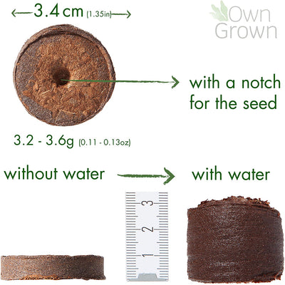 Owngrown 125X Coco Coir Plant Starter Pellets With Nutrients: 125 Premium Potting Soil