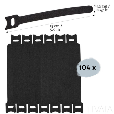 Reusable Cable Ties Black 104 X 6in Hook And Loop Straps  Black Cable Ties  Long