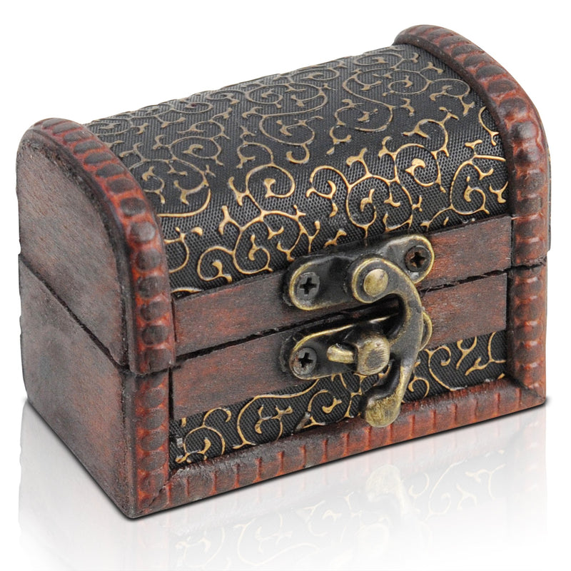 Wooden Pirate Treasure Chest  Small Decorative Storage Box Model Lucky 8