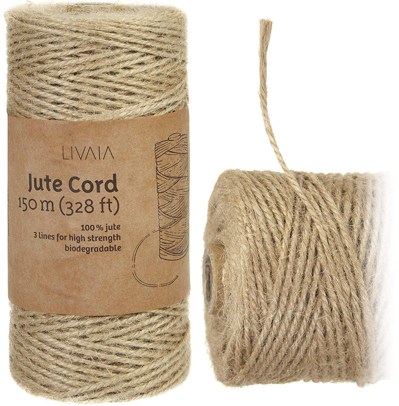 Livaia 150M Jute String 2Mm: Tearproof Natural Jute Twine String With 3 Strands