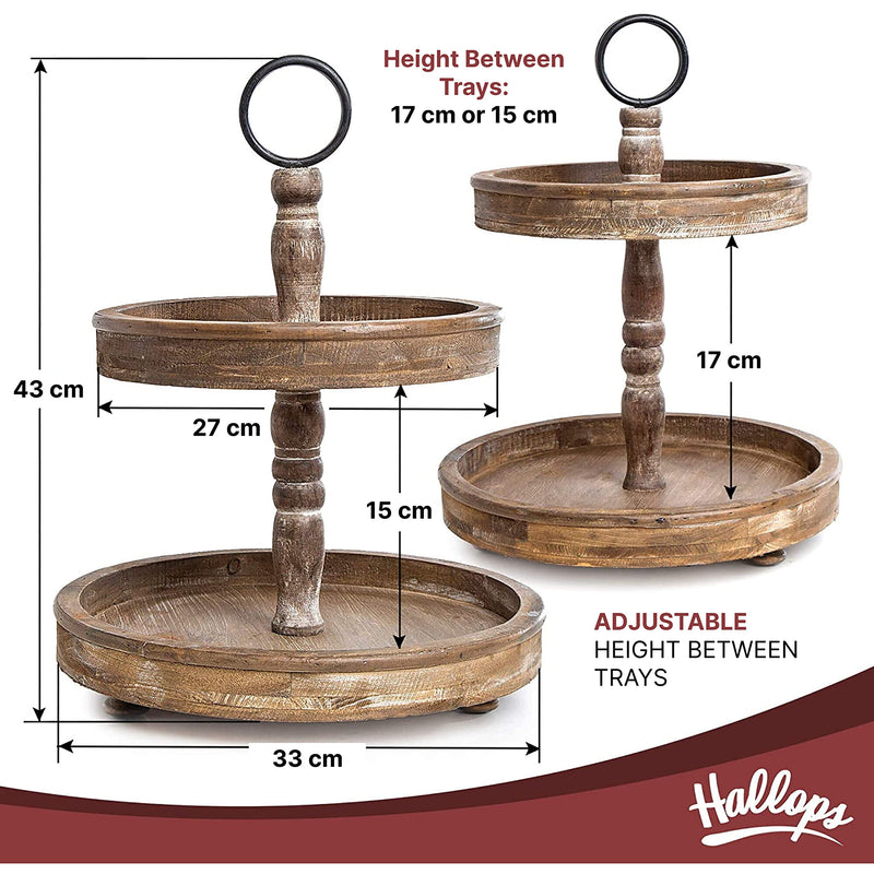 Wood 2 Tiered Tray  Rustic Farmhouse Decor  Rustic Serving Cake Stand