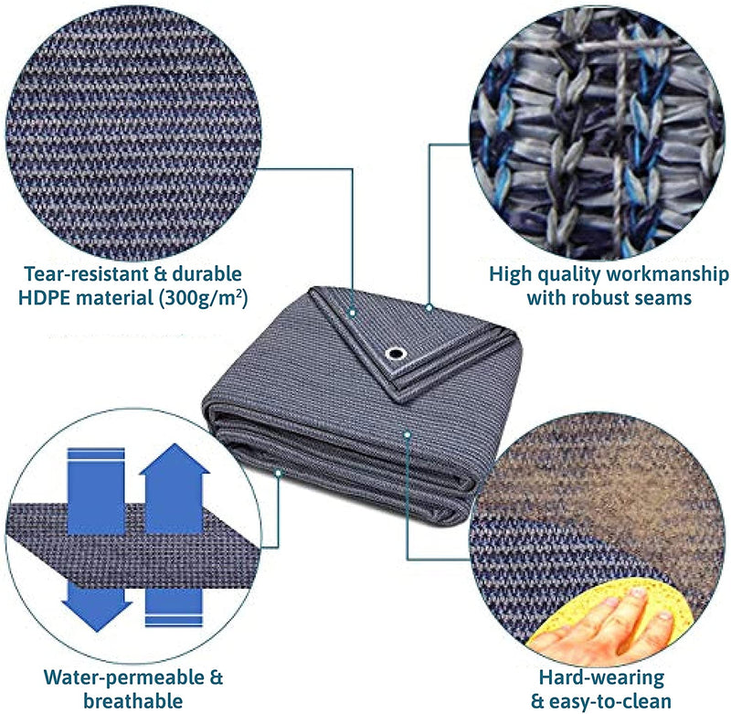 Awning Carpet - Blue/Grey Polyethylene (Hdpe) Groundsheet With Stainless Steel Eyelets