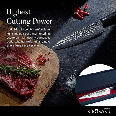 Kirosaku Premium Damascus Kitchen Knife 20Cm - Extremely Sharp Kitchen Knife Made