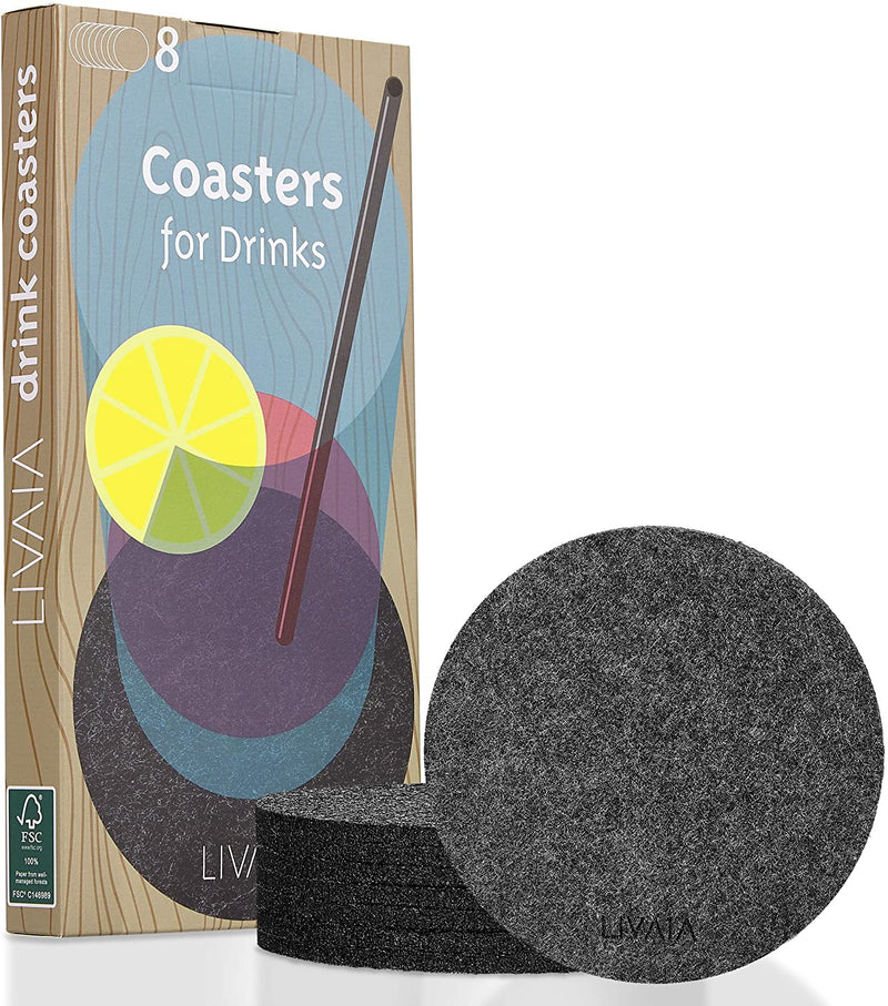 Livaia Coasters For Drinks: 8X Drink Coasters Made Of Polyester Incl. Coaster Holder Box