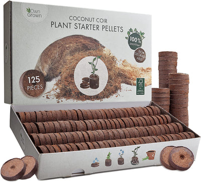 Owngrown 125X Coco Coir Plant Starter Pellets With Nutrients: 125 Premium Potting Soil