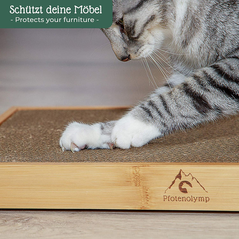 Pfotenolymp Scratching Board With Bamboo Frame/Scratching Mat For Cats - Cardboard